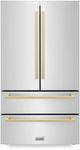 ZLINE Autograph Edition 36" 22.5 Cu. Ft. Fingerprint Resistant Stainless Steel Counter Depth French Door Refrigerator with Champagne Bronze Modern Handles-0
