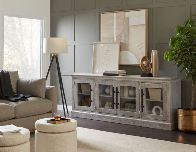 aspenhome® Manchester Smokey White 85" Console with 4 Doors-1