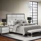 Michael Amini® State St. Glossy White/Stainless Steel Eastern King Upholstered Panel Bed-1