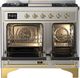 Ilve® Majestic III 40" Stainless Steel Pro Style Dual Fuel Liquid Propane Range with Solid Door and Brass Trim-4