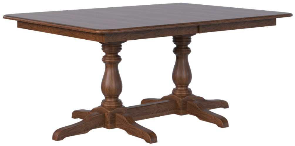 Country View Woodworking Customizable Harwich 42" Sap Cherry Top Dining Table with 2-Leaves and Brown Maple Base