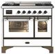 Ilve® Majestic III 40" White Pro Style Dual Fuel Liquid Propane Range with Triple Glass Door and Burnished Trim-0