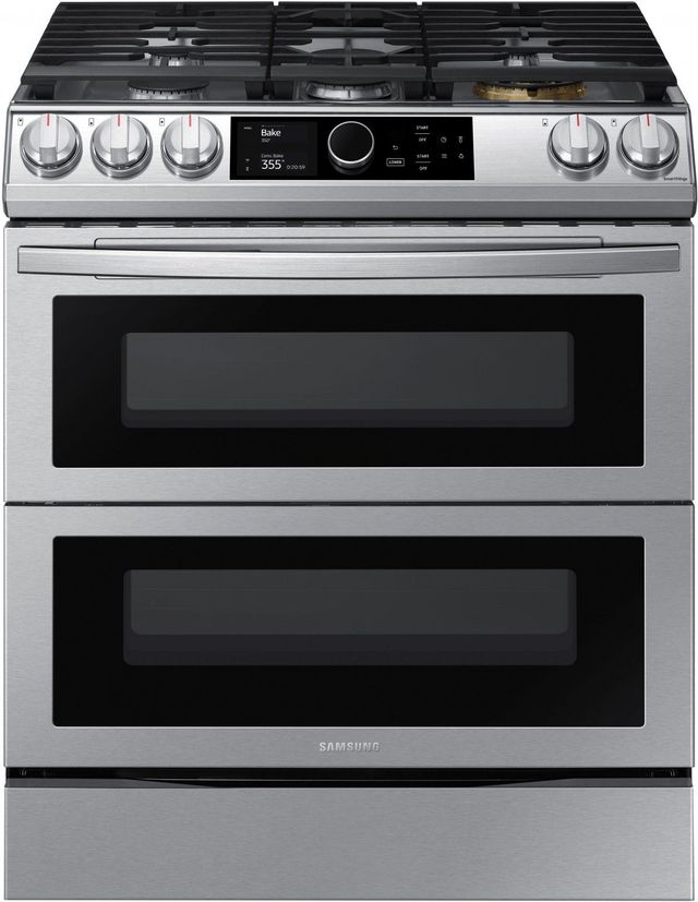 Samsung 30" Fingerprint Resistant Stainless Steel Front Control Slide-In Gas Range-0