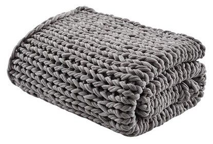 Olliix by Madison Park Chunky Double Knit 1 Dark Grey Handmade Chunky Double Knit Throw-0
