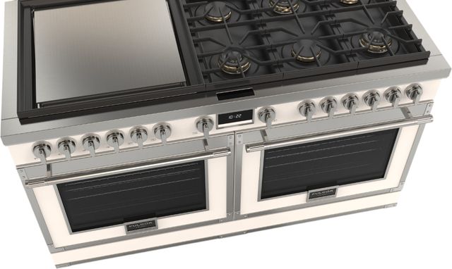 Fulgor Milano® Evoque 400 Series 60" Matte White Pro Style Dual Fuel Hybrid Range with Stainless Steel Trim -4