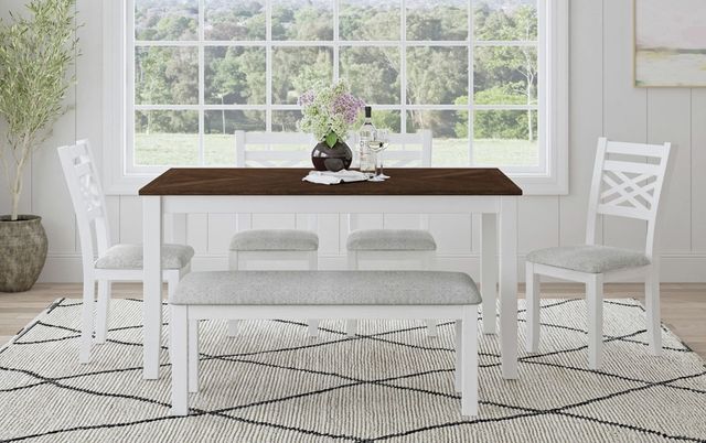 Elements International Brooks 6-Piece Brown/Gray/White Dining Table Set-1