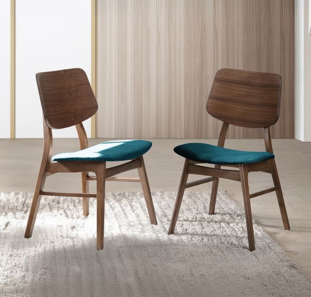New Classic® Home Furnishings Oscar Teal/Walnut Dining Side Chair-1