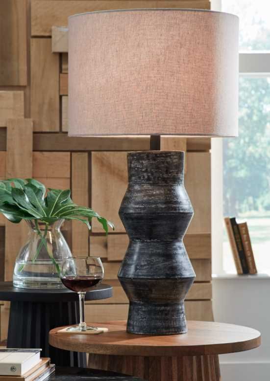 Signature Design by Ashley® Kerbert Distressed Black Table Lamp-3