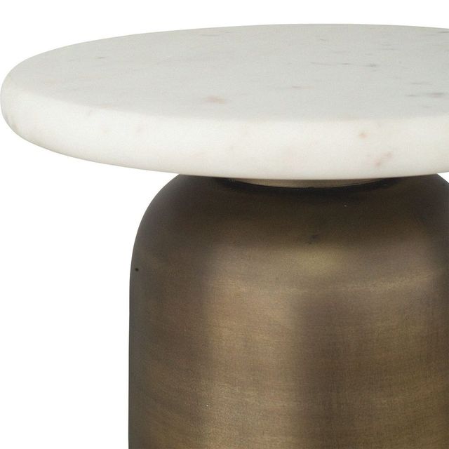 Uttermost® Reiss White Marble Drink Table with Brass Base-3