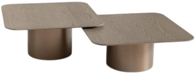 Michael Amini® Canberra 2-Piece Light Ash Short Cocktail Table Set with Antique Gold Base-3