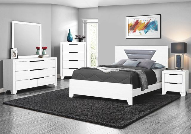 Monarch Specialties Inc. Light Grey/White Queen Panel Bed-2