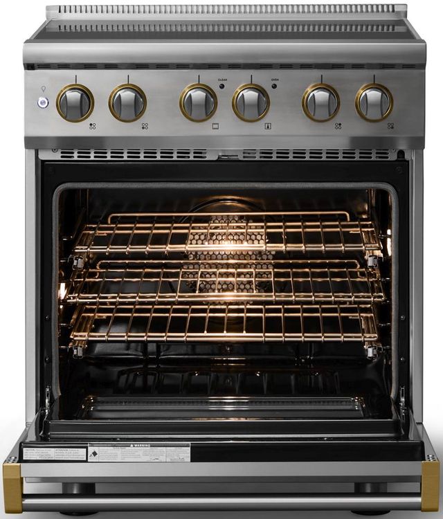 Viking® 5 Series 30" Stainless Steel Pro Style Induction Range with Brushed Brass Trim-1