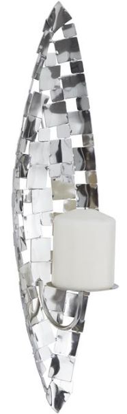 Deco Marche CosmoLiving by Cosmopolitan Silver Pillar Wall Sconce with Hammered Pattern-2