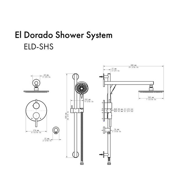 ZLINE Autograph Edition Matte Black Emerald Bay Thermostatic Shower System-4