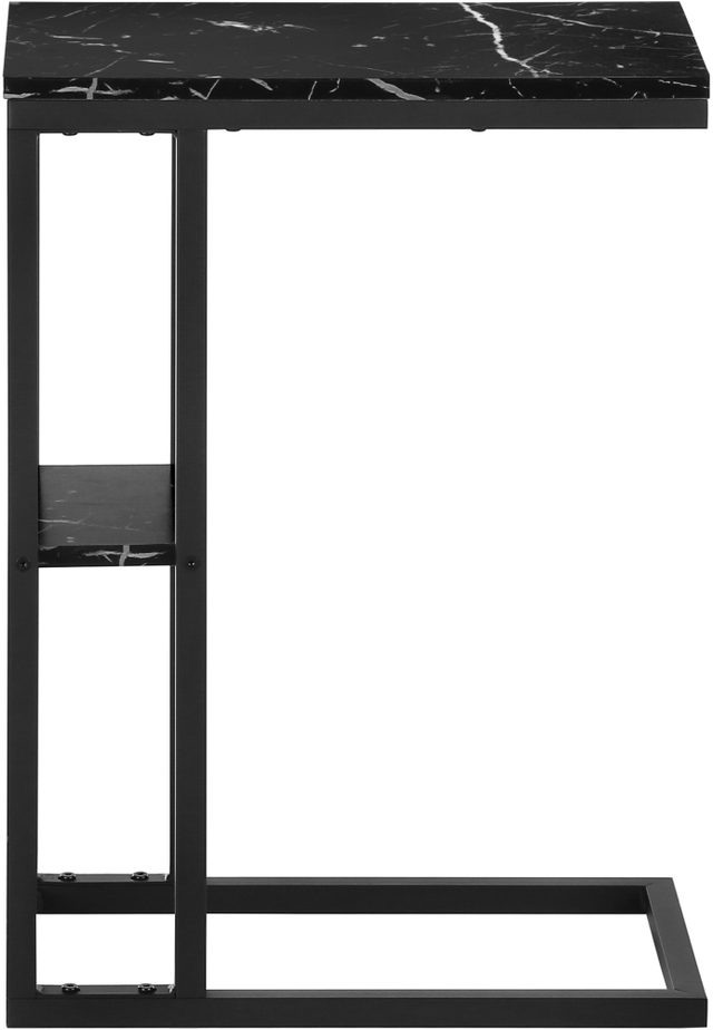 Monarch Specialties Inc. Black Marble Look 25"H Accent Table with Black Metal Base-1