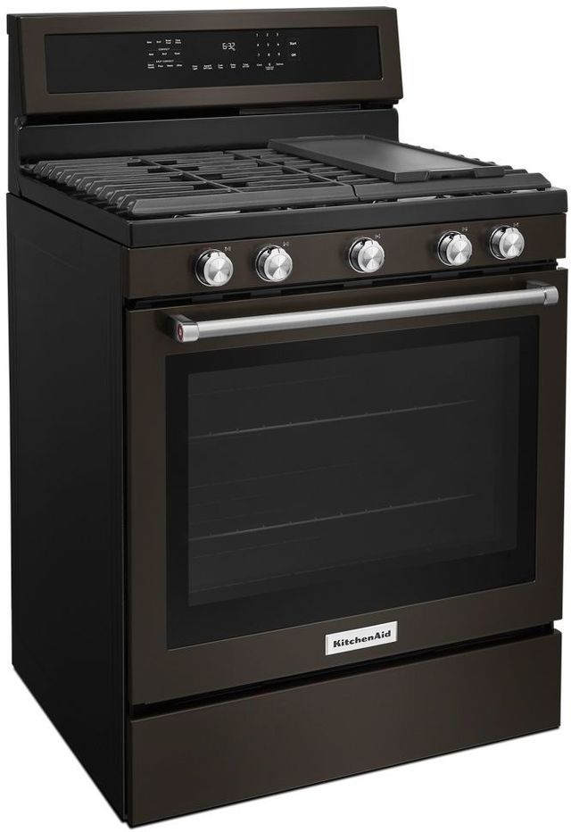 KitchenAid® 30" Black Stainless Steel Freestanding Gas Range-2