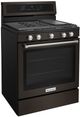 KitchenAid® 30" Black Stainless Steel Freestanding Gas Range-2