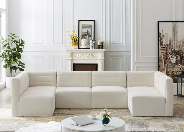 Meridian Furniture Quincy 6-Piece Cream Armless Modular Sectional-3