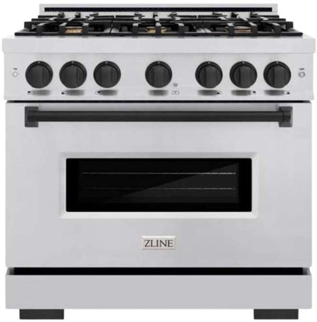 ZLINE Classic Series Autograph Edition 36" Stainless Steel Pro Style Dual Fuel Range with Black Matte Accents-0