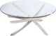 Table ronde à cocktail avec plateau de verre et socle nickel brossé de Magnussen Home® Zila-1