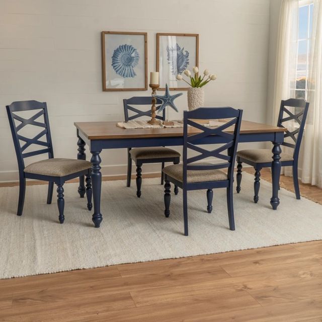 Powell® Trimble 5-Piece Beige/Navy Blue Dining Set-1