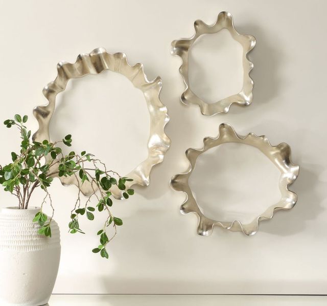 Uttermost® Ripple Effect 3-Piece Silver Wall Decor Set-1