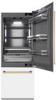 ZLINE Autograph Edition 30" 16.1 Cu. Ft. White Matte Built-In Bottom Freezer Refrigerator with Water Dispenser, Ice Maker, Graphite Gray Interior, and Polished Gold Accents-3