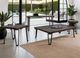 International Furniture Direct Walnut Reddish Brown End Table with Black Base-1