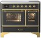 Ilve® Majestic III 40" Graphite Matte Pro Style Induction Range with Triple Glass Door and Brass Trim-0