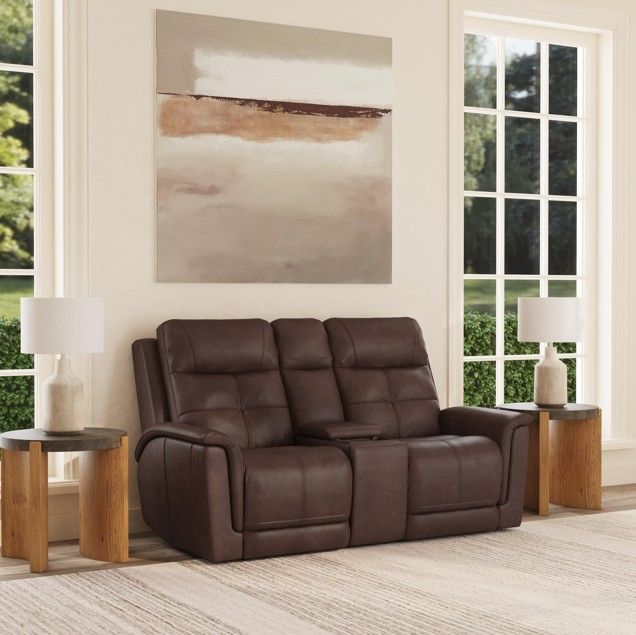 Flexsteel® Ranger Rustic Brown Power Reclining Loveseat with Console-1