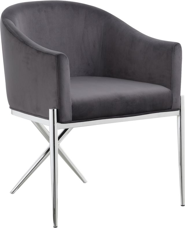 Meridian Furniture Xavier Gray/Chrome Velvet Dining Chair-0