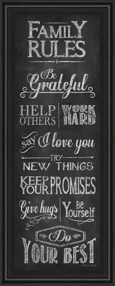 Classy Art Family Rules by Susan Ball Framed Print Wall Art-1