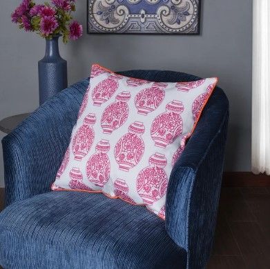 Stylecraft Tinck Dark Blue/Pink Throw Pillow-3