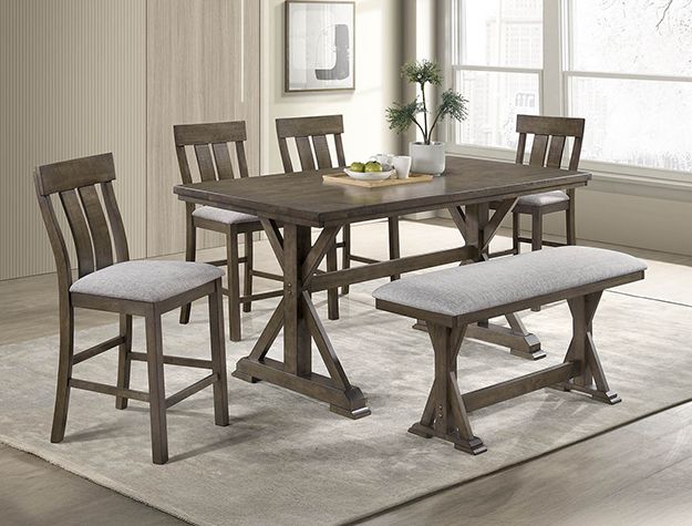 Crown Mark Lloyd Brown Rectangular Counter Dining Table Base-1