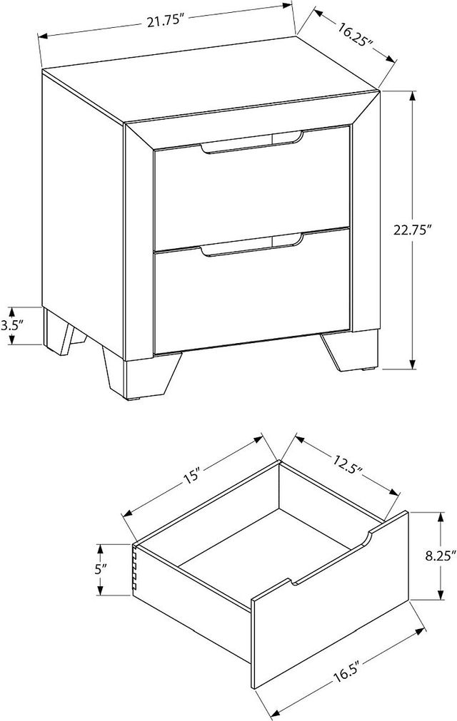 Monarch Specialties Inc. Light Grey/White Nightstand-1