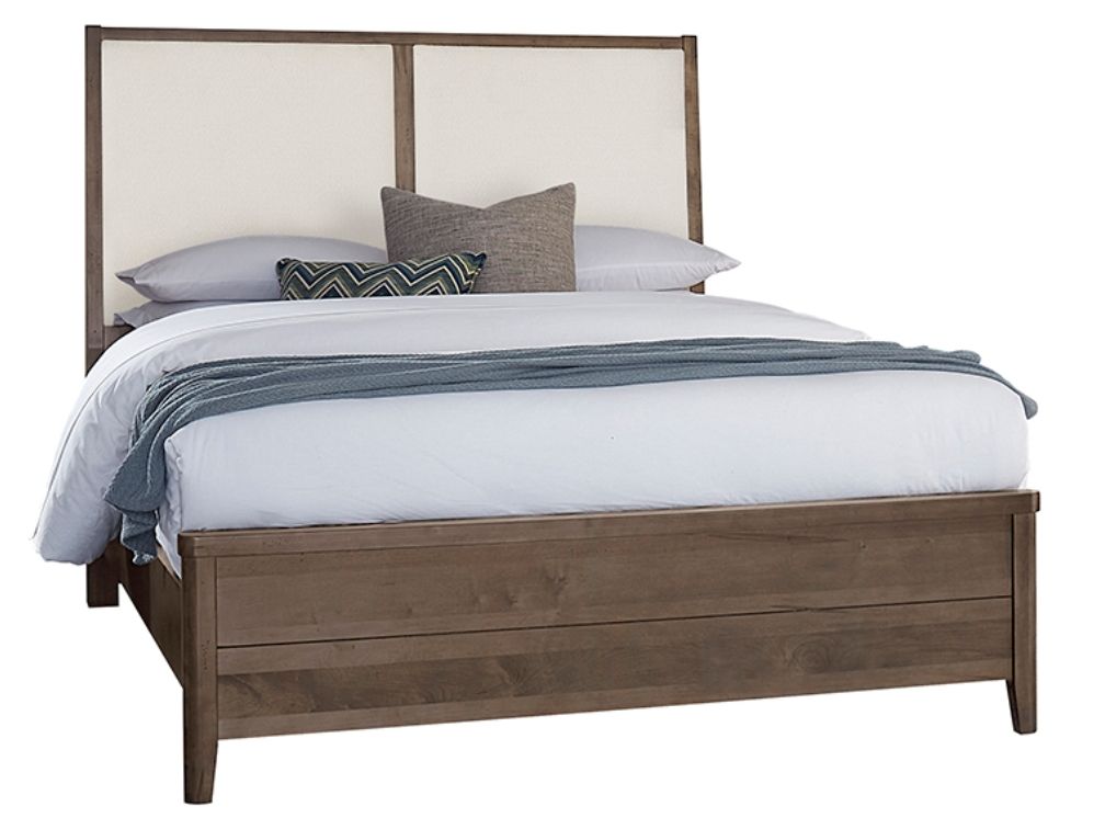 Vaughan-Bassett Woodbridge Dark Cashmere/White Queen Upholstered Panel Bed