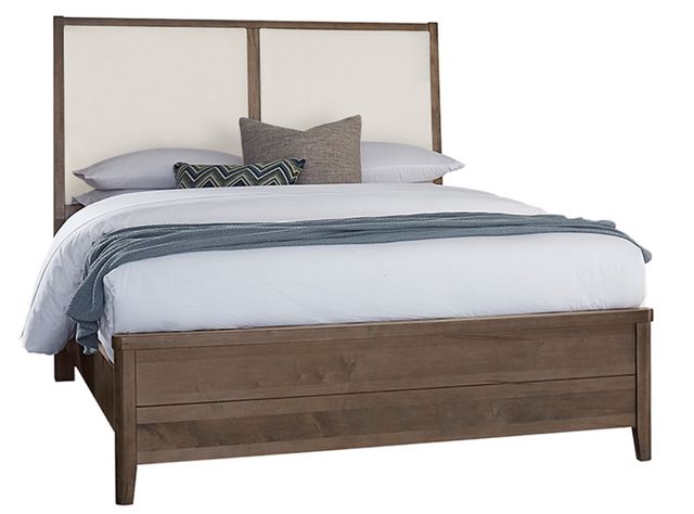 Vaughan-Bassett Woodbridge Dark Cashmere/White Queen Upholstered Panel Bed-0