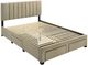 Coaster® Wheatland Light Brown Queen Upholstered Panel Bed-0