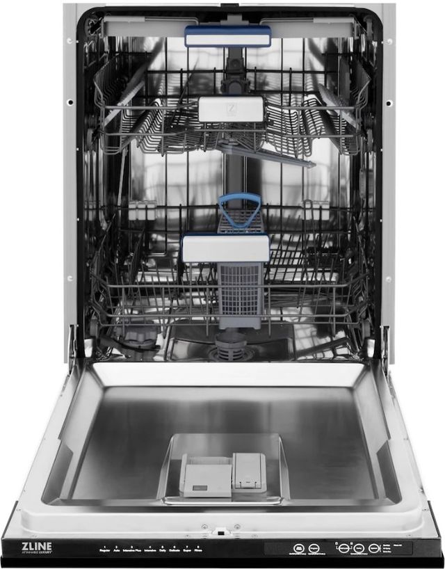 Zline Autograph Edition Tallac 24" Black Stainless Steel Top Control Built in Dishwasher with Champagne Bronze Handle-1