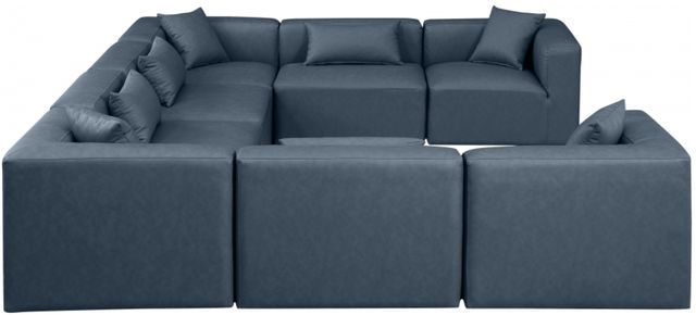 Meridian Furniture Cube 8-Piece Navy Blue Vegan Leather Sectional-2