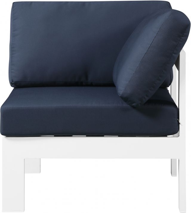 Meridian Furniture Nizuc Navy Waterproof Fabric Outdoor Patio Aluminum Corner Chair-2