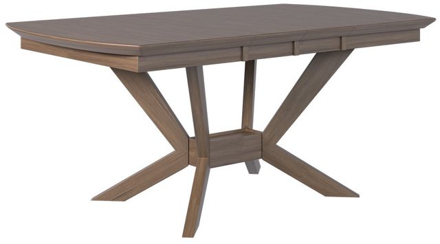 Country View Woodworking Customizable Carlton Red Oak Top Dining Table with 2-Leaves and Brown Maple Base-0