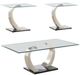 Coaster® Pruitt 3-Piece Tempered Glass Top Occasional Table with Black/Satin Silver Base Set-0