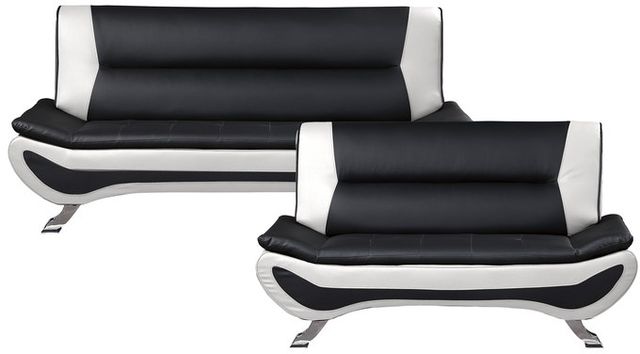 Mazin Furniture Veloce 2 Piece Black/White Sofa & Loveseat Set-0
