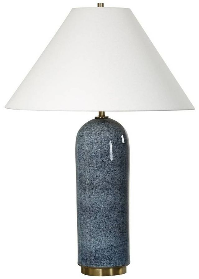 Uttermost® Mayetta Deep Blue Ceramic Table Lamp with Antique Brass Accents-0