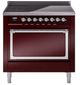 Ilve® Nostalgie II Noblesse 36'' Burgundy Pro Style Induction Range with Chrome Trim-0