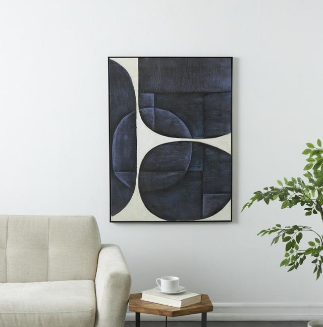 Deco Marche Blue Abstract Geometric Shape Framed Wall Art-3