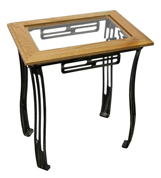 Forge Design Izo Glass Top Square End Table with Metal Legs-2