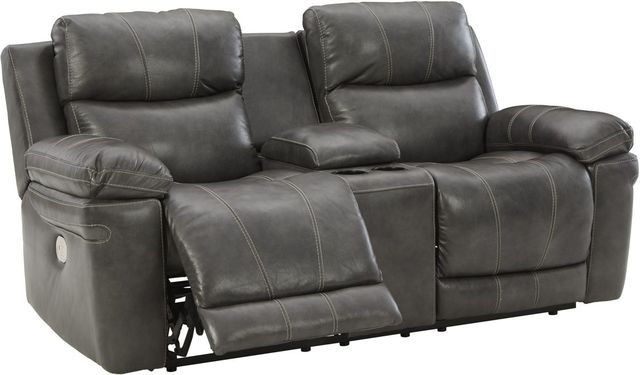Signature Design by Ashley® Edmar Charcoal Power Reclining Console Loveseat-0
