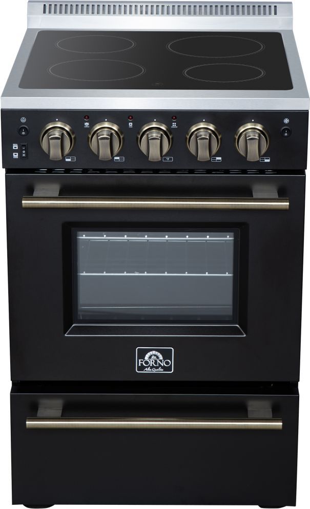 FORNO® Loiano Alta Qualita 24" Black Freestanding Electric Range-2